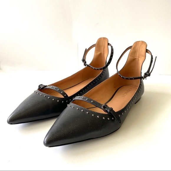 Coach Jody Black Studded Ballet Flat SZ 11 - Picture 1 of 14